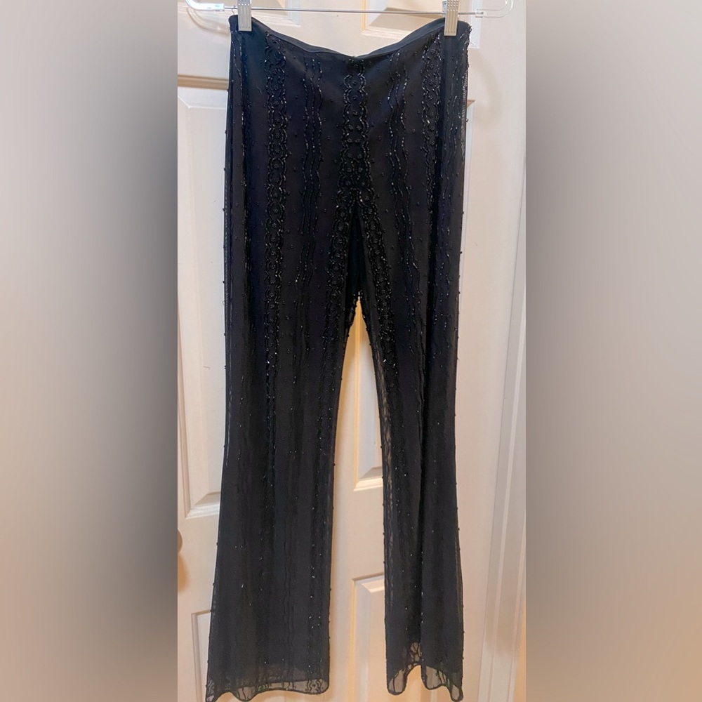 Laundry By Shelli Segal Embellished Mesh Straight Leg Mid-rise Pants Sz6-Vintage